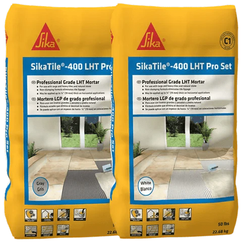 SikaTile®-400 LHT Pro Set Heavy Tile Mortar - Pallet of 48 Bags - Rcy 3d
