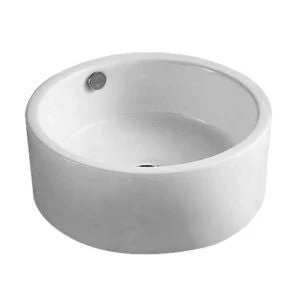 Dakota Sinks DSE-VCV04W Signature Elements Series 16 1/2 Inch Vitreous China Single Bowl Round Bathroom Vessel Sink, White - Rcy 3d