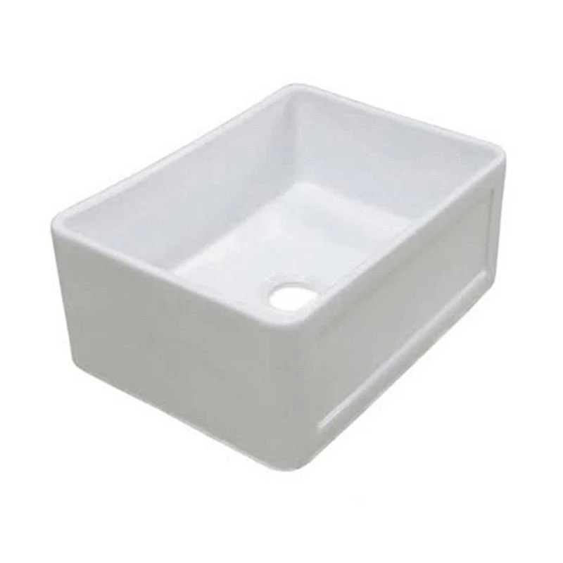 Dakota Sinks DSE-FCA2418S Signature Elements Series 23 7/8 Inch Fire Clay Single Bowl Reversible Apron Front Scalloped Kitchen Sink, White - Rcy 3d