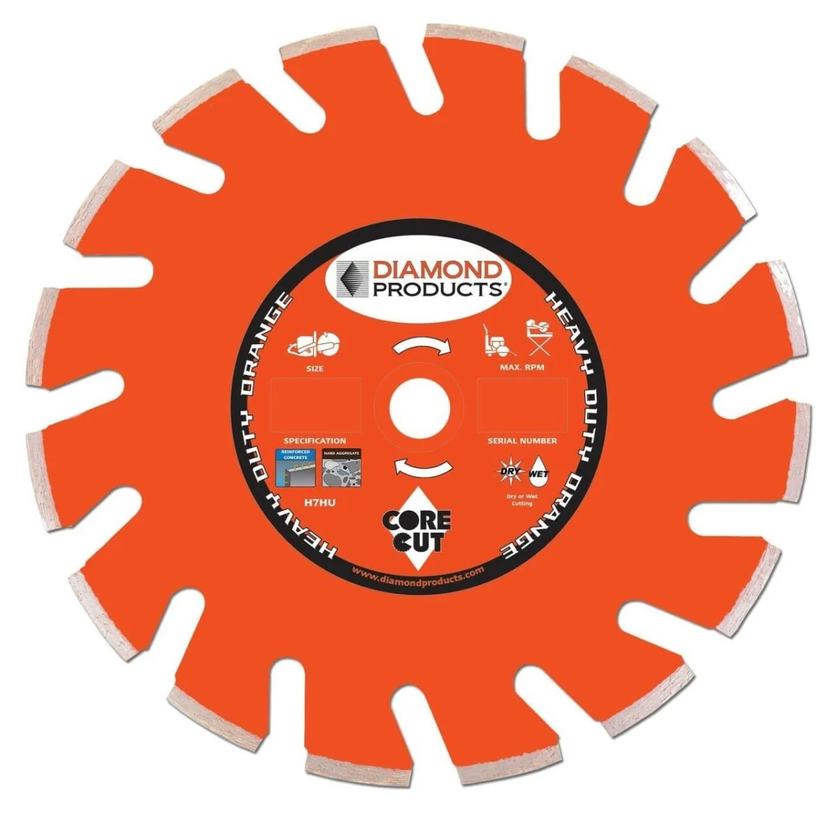 Heavy Duty Orange Ultimate High Speed Diamond Blade for Reinforced Concrete and Hard Materials - Rcy 3d