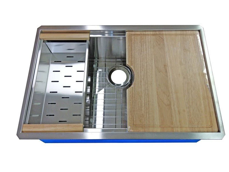 Dakota Sinks DSL-3320 Signature L-Series 33 x 20 Inch Flat Ledge Single Bowl Undermount Stainless Steel Kitchen Sink - Satin Brushed Nickel - Rcy 3d