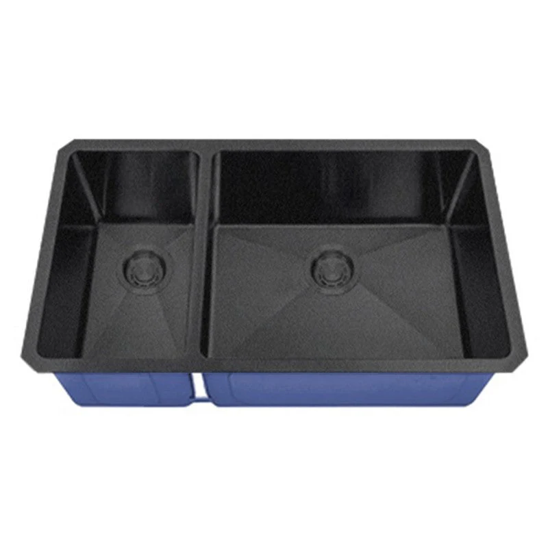 Dakota Sinks DSM-3070 Signature M-Series 32 Inch Micro Radius 30/70 Double Bowl Undermount Kitchen Sink with Bottom Grid - Rcy 3d