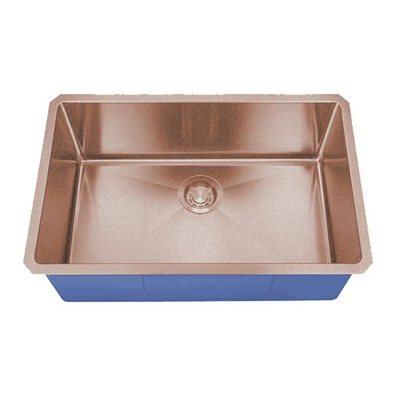 Dakota Sinks DSM-2718 Signature M-Series 27 Inch Micro Radius Single D-Bowl Undermount Kitchen Sink with Bottom Grid - Rcy 3d