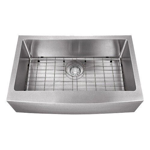 Dakota Sinks DSM-A3320 Signature M-Series 33 Inch Micro Radius Single Bowl Apron Front Kitchen Sink with Bottom Grid - Rcy 3d