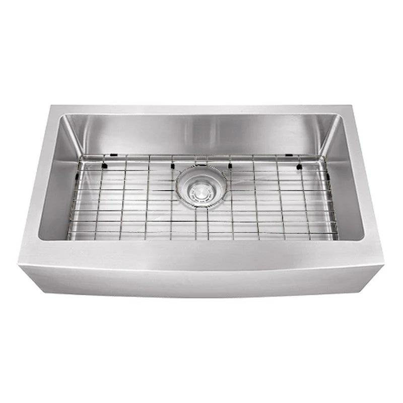 Dakota Sinks DSM-A3620 Signature M-Series 36 Inch Micro Radius Single Bowl Apron Front Kitchen Sink with Bottom Grid - Rcy 3d