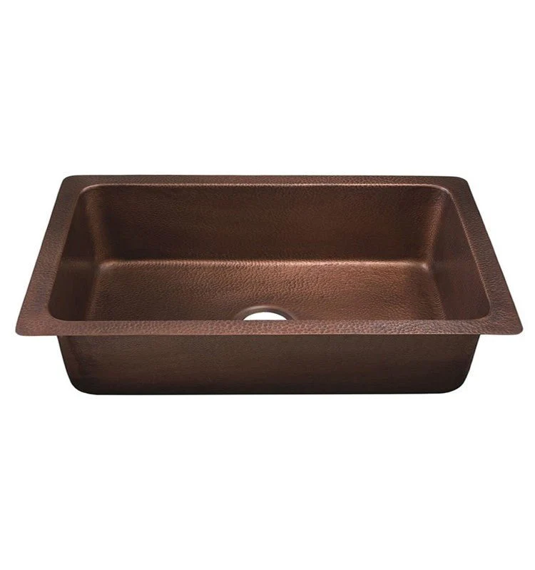 Dakota Sinks DSE-HC3218 Signature Elements Series 31 7/8 Inch Handmade Copper Single Bowl Undermount Kitchen Sink - Hammered Copper - Rcy 3d