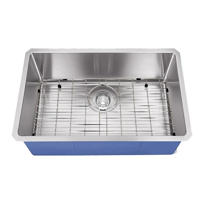 Dakota Sinks DSM-2718 Signature M-Series 27 Inch Micro Radius Single D-Bowl Undermount Kitchen Sink with Bottom Grid - Rcy 3d