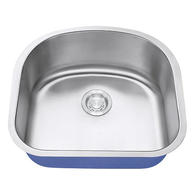 Dakota Sinks DSR-2321 Signature R-Series 23 1/4 Inch Standard Radius D-Single Bowl Undermount Stainless Steel Kitchen Sink with Bottom Grid - Satin Brushed Nickel - Rcy 3d