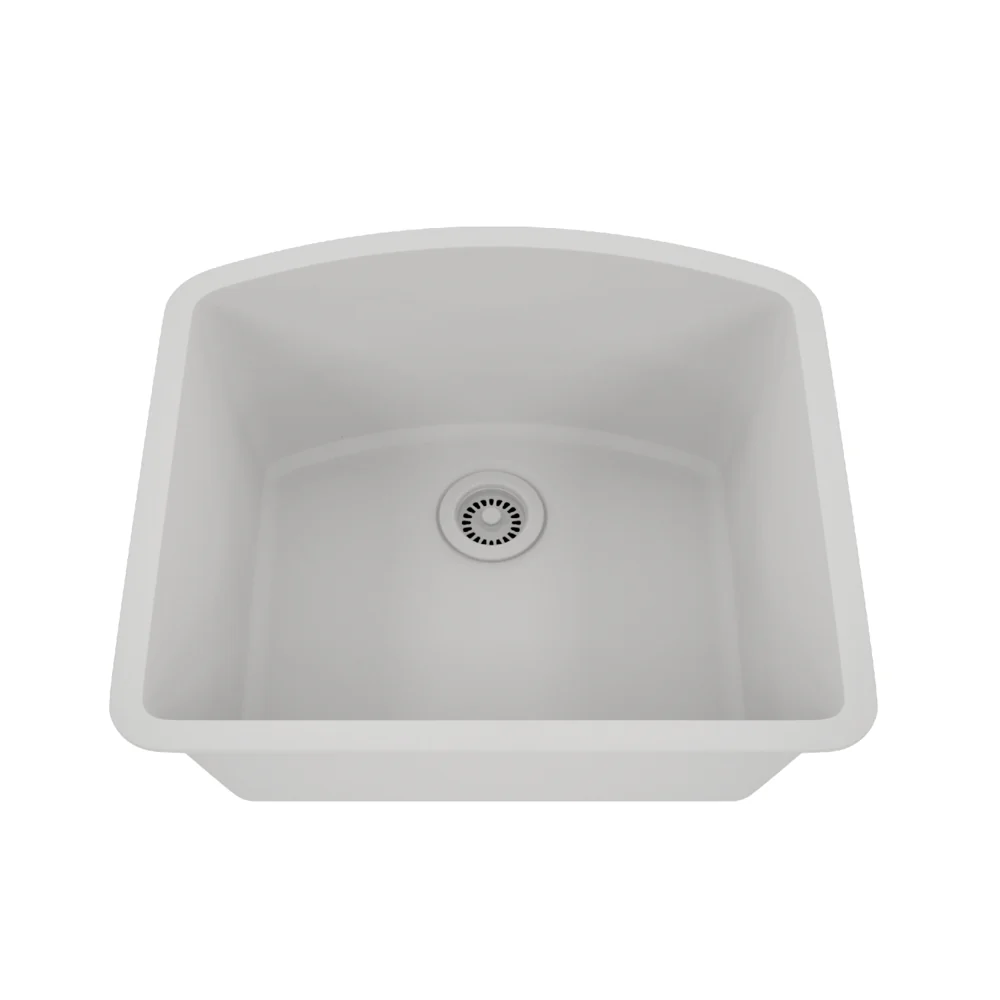 Dakota Sinks GSE-QC2321-BE Builders Elements Series 23 Inch Quartz Composite Single D-Bowl Undermount Kitchen Sink - Rcy 3d