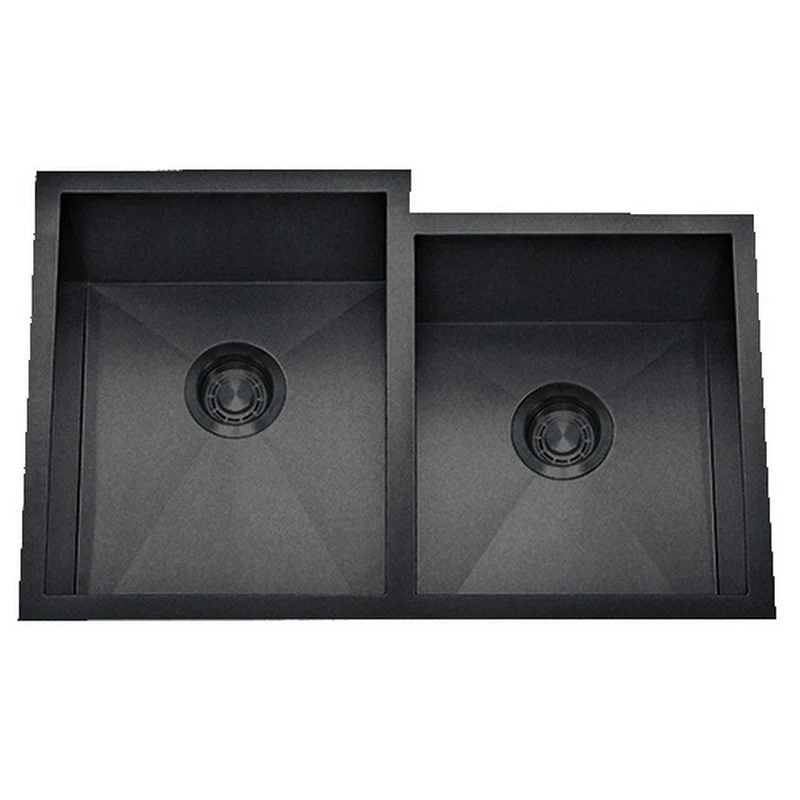 Dakota Sinks DSZ-6040-1 Signature Z-Series 30 3/4 Inch Zero Radius 60/40 Offset Double Bowl Undermount Stainless Steel Kitchen Sink with Bottom Grid - Rcy 3d