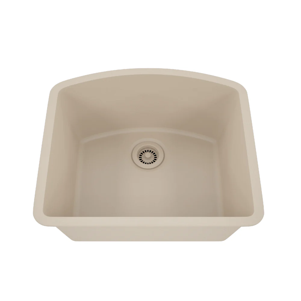 Dakota Sinks GSE-QC2321-BE Builders Elements Series 23 Inch Quartz Composite Single D-Bowl Undermount Kitchen Sink - Rcy 3d