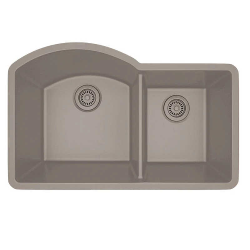 Dakota Sinks GSE-QC7030LD-BE Builders Elements Series 32 Inch Quartz Composite 70/30 Low Divide Double Bowl Undermount Kitchen Sink - Rcy 3d