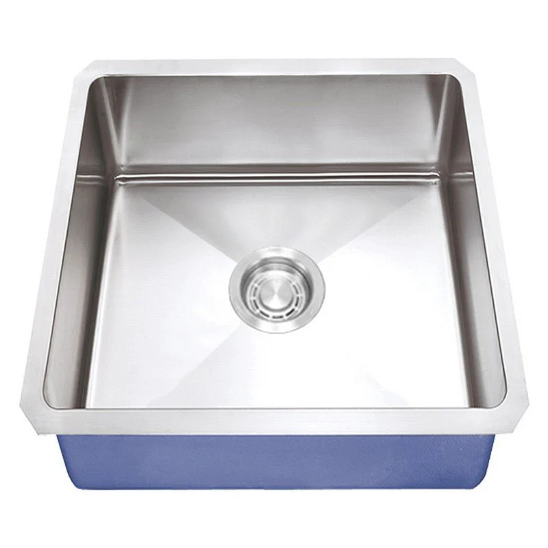 Dakota Sinks DSM-1616 Signature M-Series 16 Inch Micro Radius Single Bowl Undermount Kitchen Bar Sink with Bottom Grid, Satin Brushed Nickel - Rcy 3d