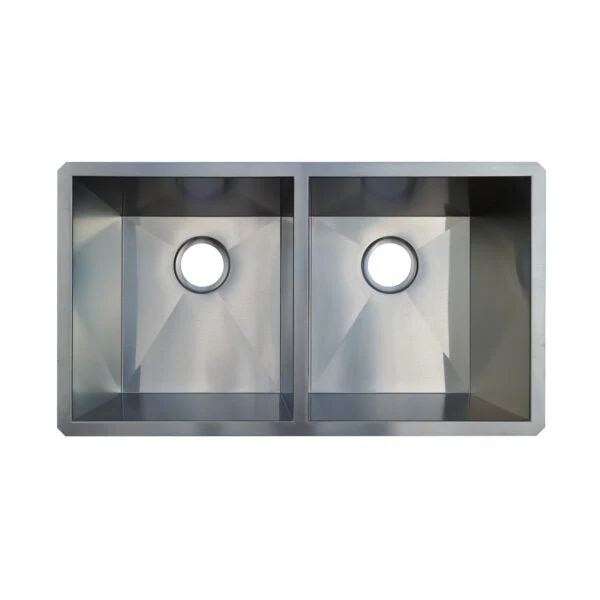 18g Zero Radius 50/50 Double Bowl Undermount Stainless Steel Kitchen Sink - Rcy 3d