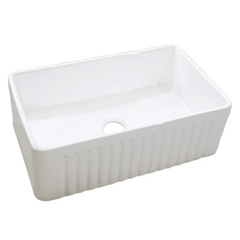 Dakota Sinks DSE-FCA3018S Signature Elements Series 30 1/8 Inch Fire Clay Single Bowl Reversible Apron Front Kitchen Sink - Rcy 3d