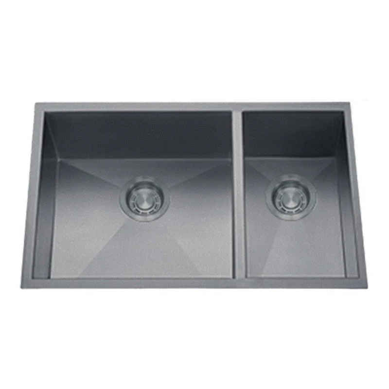 Dakota Sinks DSZ-7030 Signature Z-Series 32 Inch Zero Radius 70/30 Double Bowl Undermount Stainless Steel Kitchen Sink with Bottom Grid - Rcy 3d