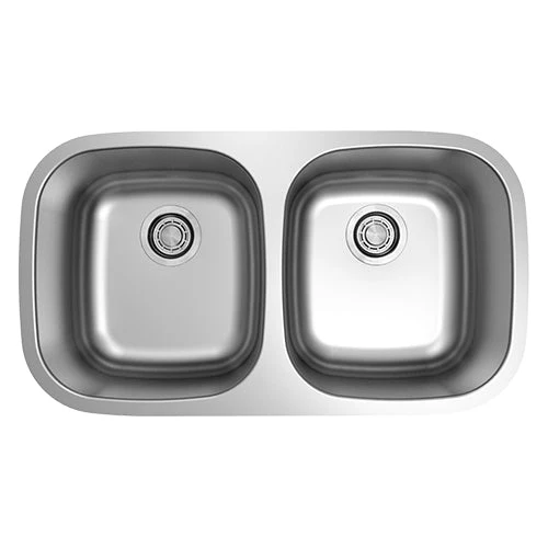 18g Standard Radius 50/50 Double Bowl Undermount Stainless Steel Kitchen Sink - Rcy 3d