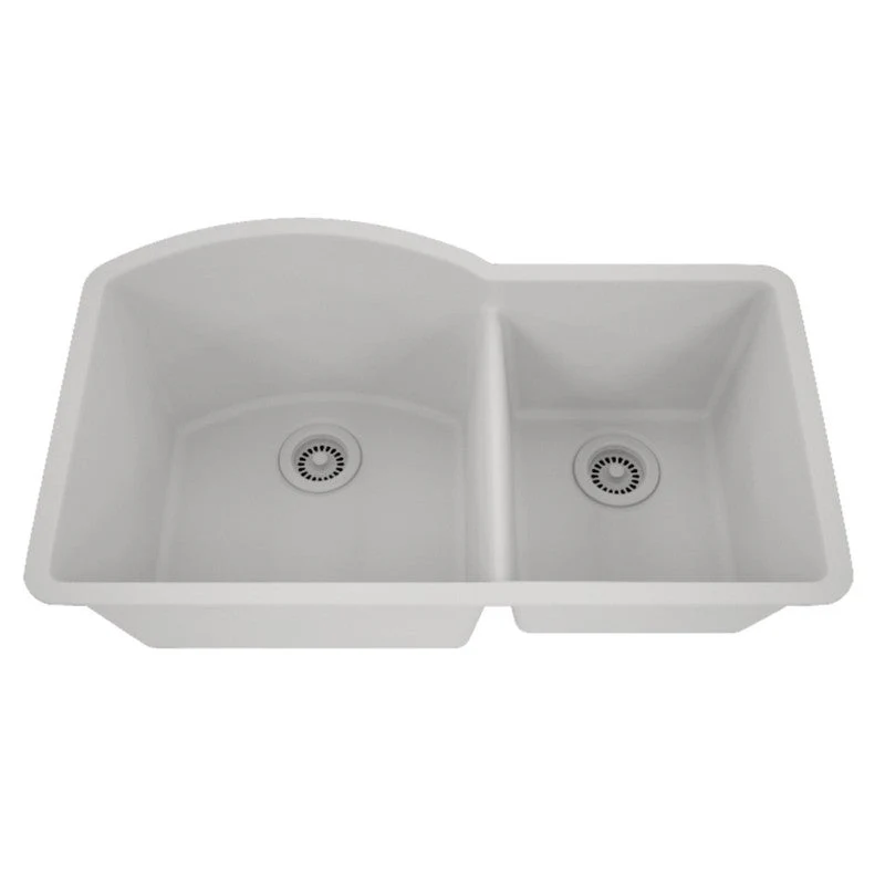 Dakota Sinks GSE-QC7030LD-BE Builders Elements Series 32 Inch Quartz Composite 70/30 Low Divide Double Bowl Undermount Kitchen Sink - Rcy 3d