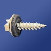 DAGGER-ZIP ULTRA SHARP POINT SCREWS - SLOTTED HEX WASHER HEAD WITH BONDED WASHER(ZINC) - Rcy 3d