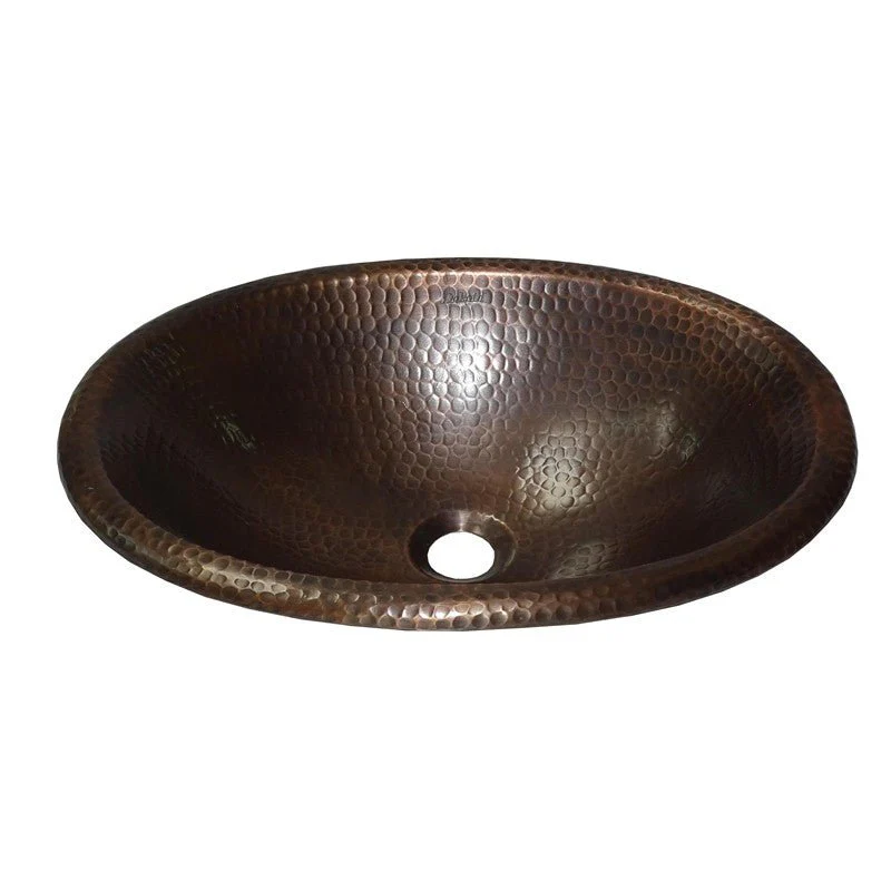 Dakota Sinks DSE-HCL1714 Signature Elements Series 19 Inch Single Bowl Under Mount Bathroom Sink - Handmade Copper - Rcy 3d