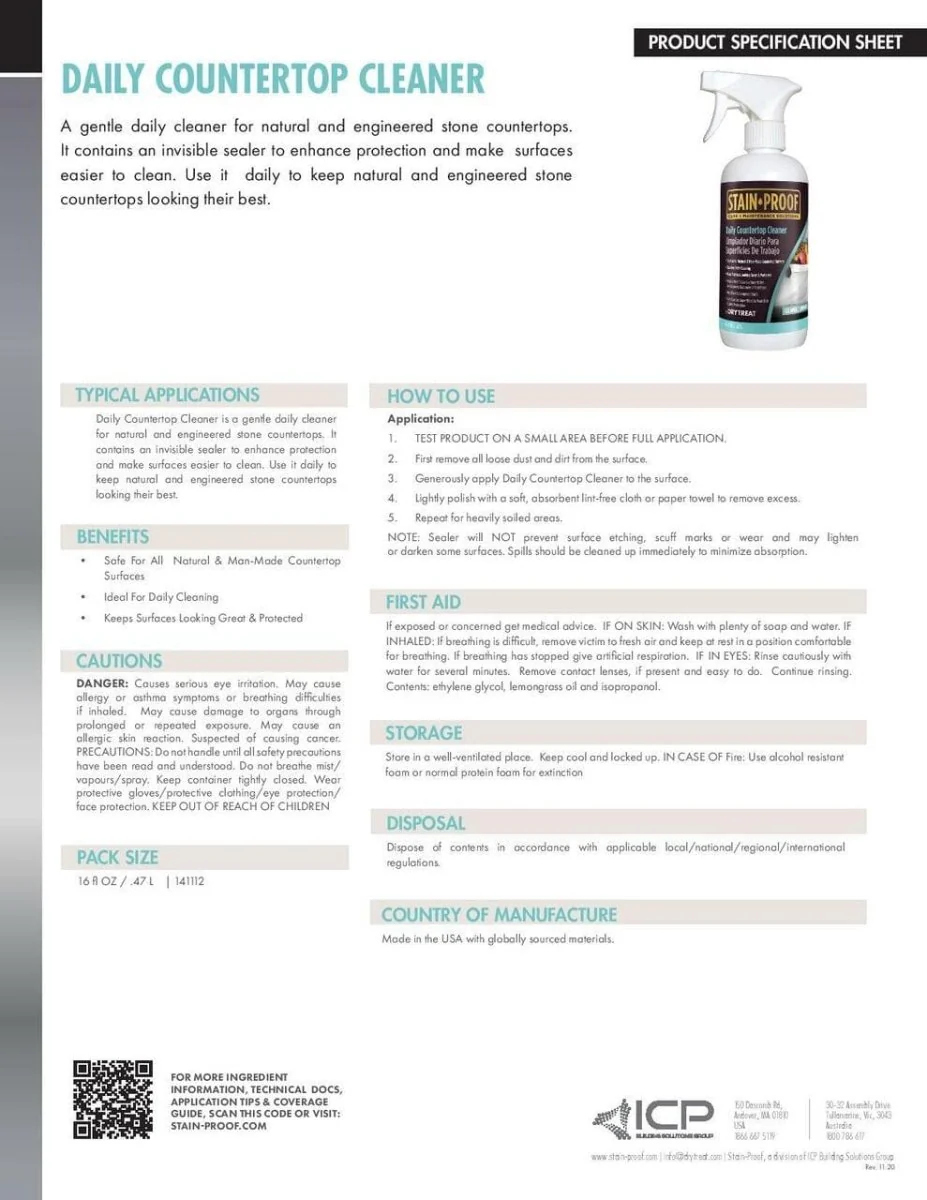Dry Treat STAIN-PROOF Daily Countertop Cleaner (Rejuvenata) - Rcy 3d