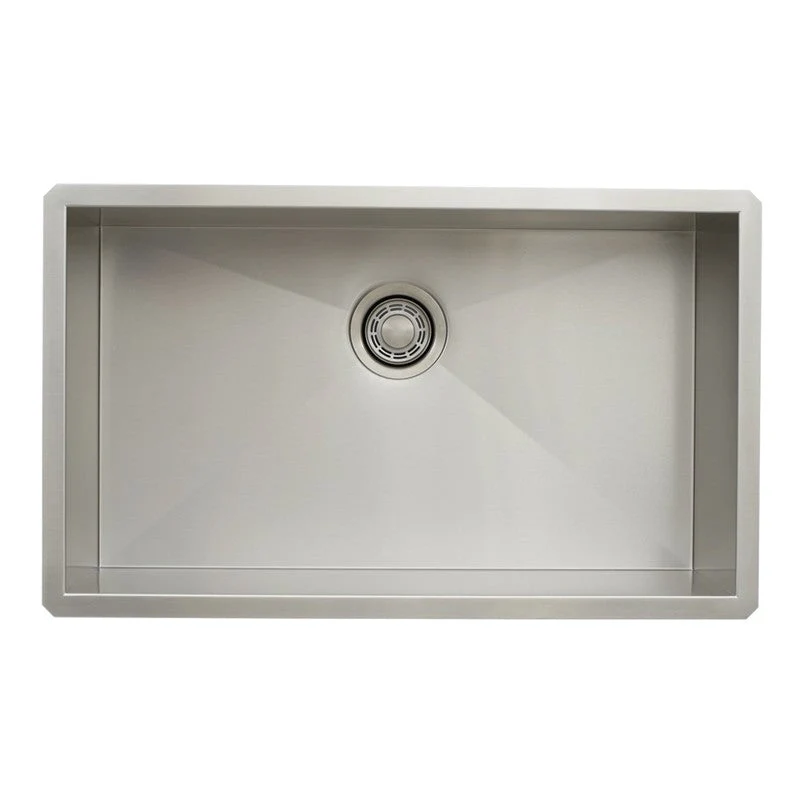 Dakota Sinks DSZ-3018 Signature Z-Series 30 Inch Zero Radius Single Bowl Undermount Stainless Steel Kitchen Sink with Bottom Grid - Rcy 3d
