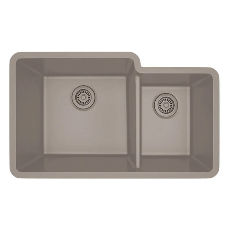 Dakota Sinks GSE-QC6040LD-BE Builders Elements Series 32 Inch Quartz Composite 60/40 Low Divide Double Bowl Undermount Kitchen Sink - Rcy 3d