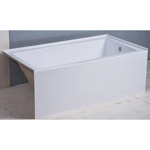 Dakota Sinks UST-ALLC01SNW Signature 60 x 30 Inch Alcove Rectangle Left Hand Drain Bathtub with Nested Tile Flange - White - Rcy 3d