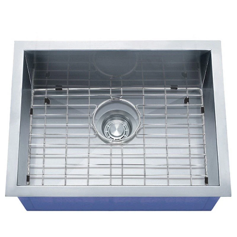 Dakota Sinks DSZ-2318 Signature Z-Series 23 Inch Zero Radius Single Bowl Undermount Stainless Steel Kitchen Sink with Bottom Grid - Rcy 3d