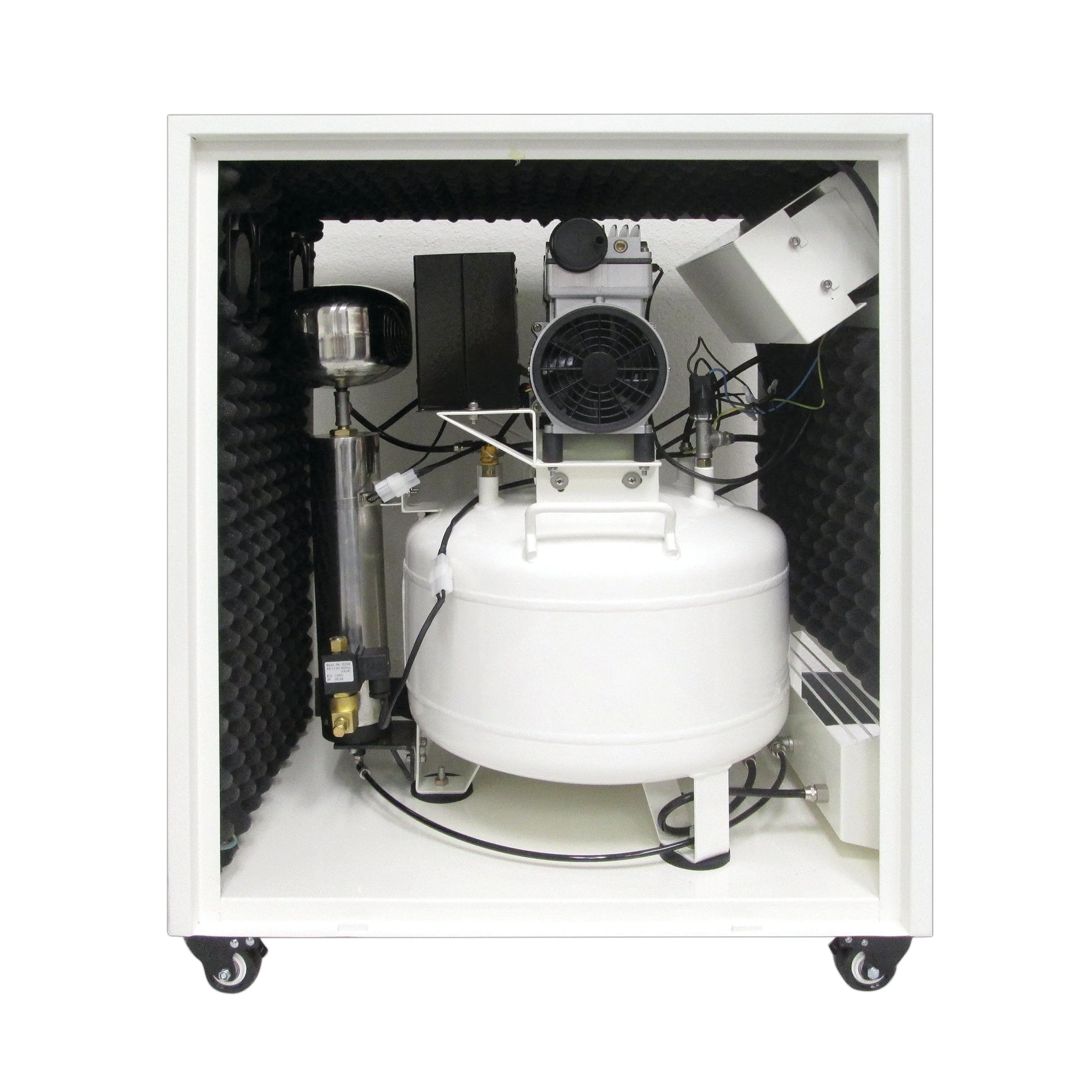 1HP 8 Gallon Oil-Free Steel Tank Air Compressor with Air Drying System in Soundproof Cabinet - Rcy 3d