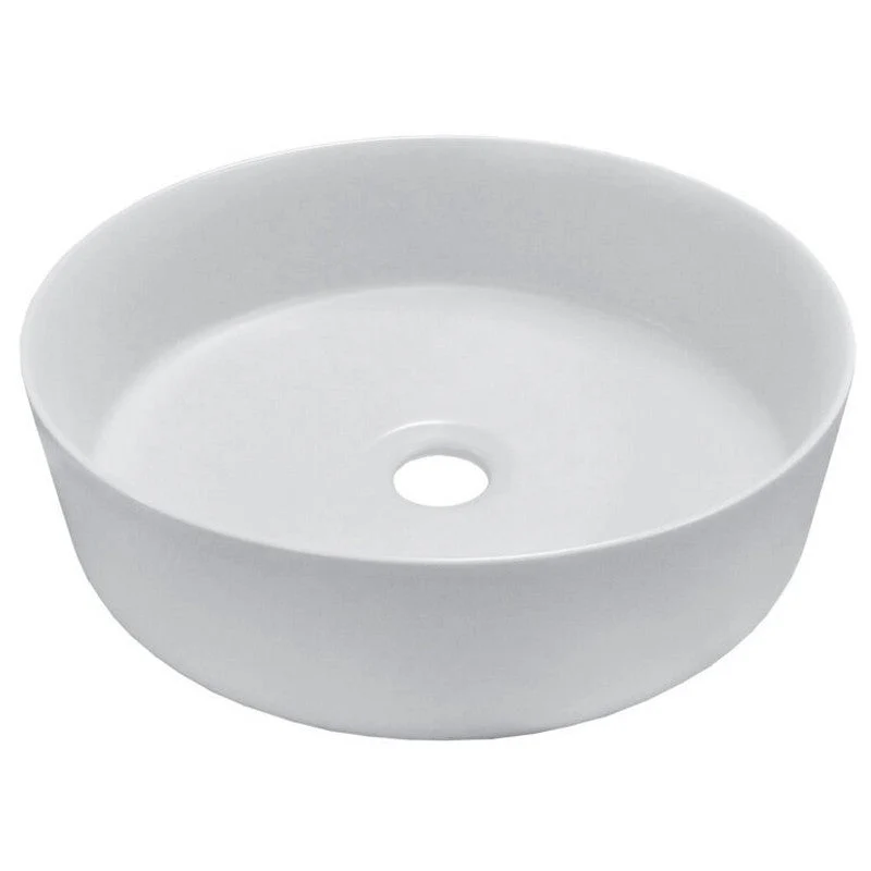 Dakota Sinks DSE-VCV01W Signature Elements Series 15 1/8 Inch Vitreous China Single Bowl Round Bathroom Vessel Sink, White - Rcy 3d