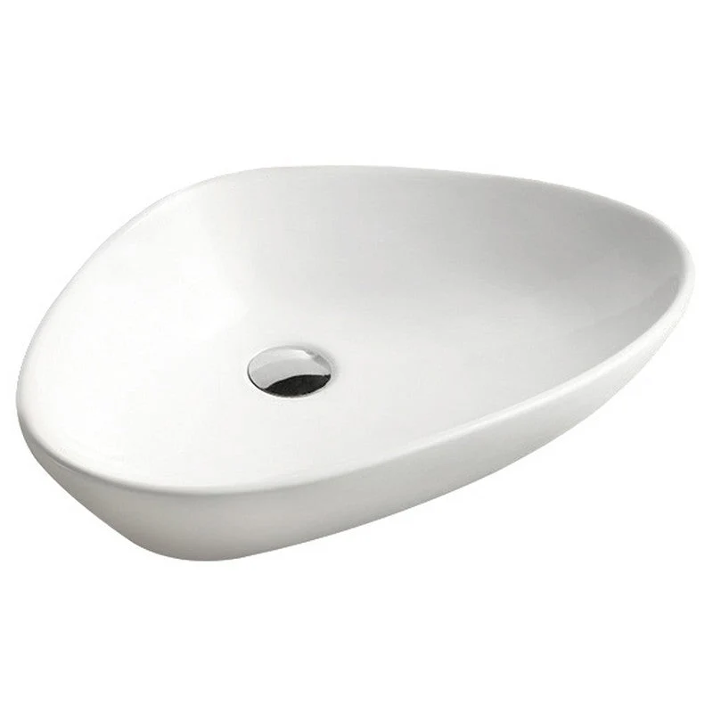Dakota Sinks DSE-VCV02W Signature Elements Series 23 Inch Vitreous China Single Bowl Triangle Bathroom Vessel Sink, White - Rcy 3d