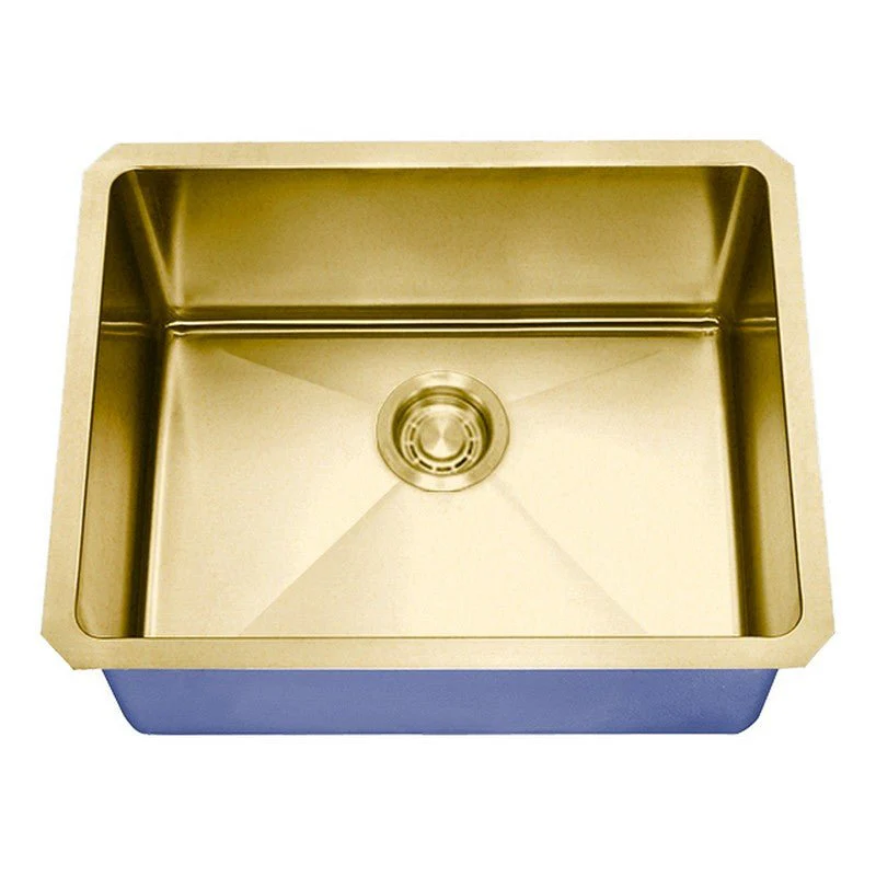 Dakota Sinks DSM-2318SV Signature M-Series 23 Inch Micro Radius Single Bowl Undermount Kitchen Sink with Bottom Grid, Silver - Rcy 3d