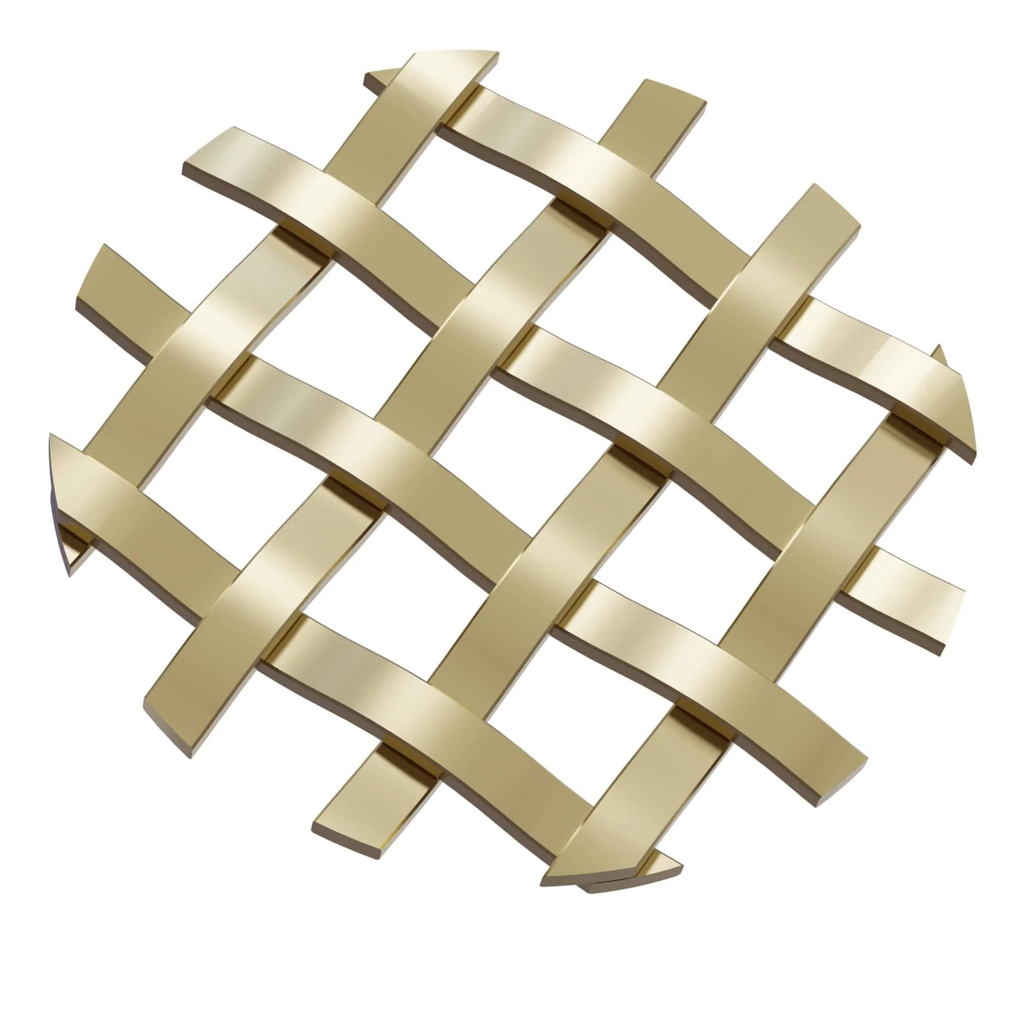 .375'' Single Flat Diamond Decorative Grille - Satin Brass, 36''W x 24''L Sheet - Rcy 3d