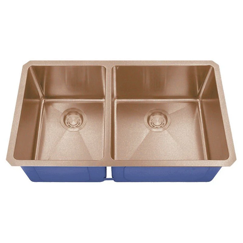 Dakota Sinks DSM-4060 Signature M-Series 32 Inch Micro Radius 40/60 Double Bowl Undermount Kitchen Sink with Bottom Grid - Rcy 3d