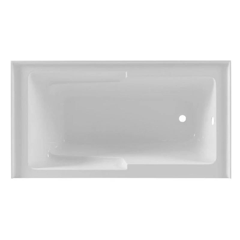 Dakota Sinks DST-ALLC01W Signature 60 x 32 Inch Alcove Rectangle Soaker Acrylic Bathtub with Lumbar Support, Armrests and Integral Skirt - White - Rcy 3d