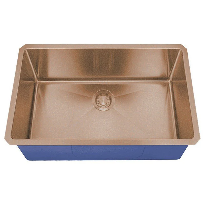 Dakota Sinks DSM-3018 Signature M-Series 30 Inch Micro Radius Single D-Bowl Undermount Kitchen Sink with Bottom Grid - Rcy 3d