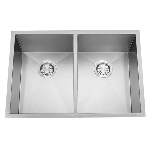 18g Zero Radius 50/50 Double Bowl Undermount Stainless Steel Kitchen Sink - Rcy 3d