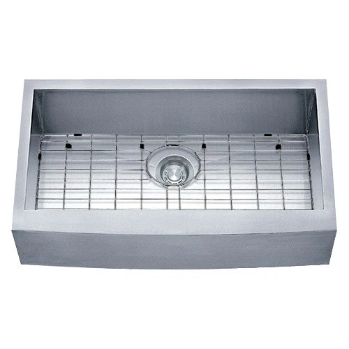 Dakota Sinks DSZ-A3620 Signature Z-Series 36 Inch Zero Radius Single Bowl Apron Front Stainless Steel Kitchen Sink with Bottom Grid - Rcy 3d
