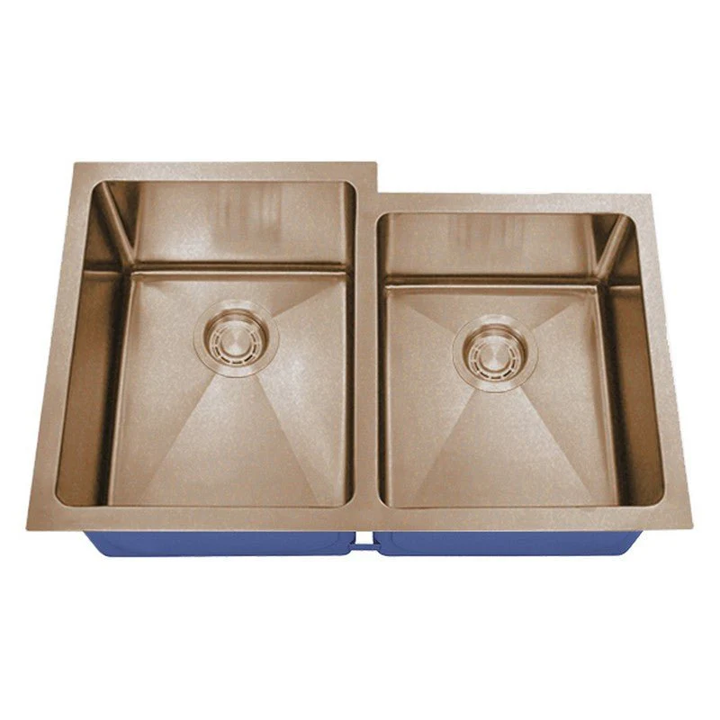 Dakota Sinks DSM-6040-1 Signature M-Series 30 3/4 Inch Micro Radius 60/40 Offset Double Bowl Undermount Kitchen Sink with Bottom Grid - Rcy 3d
