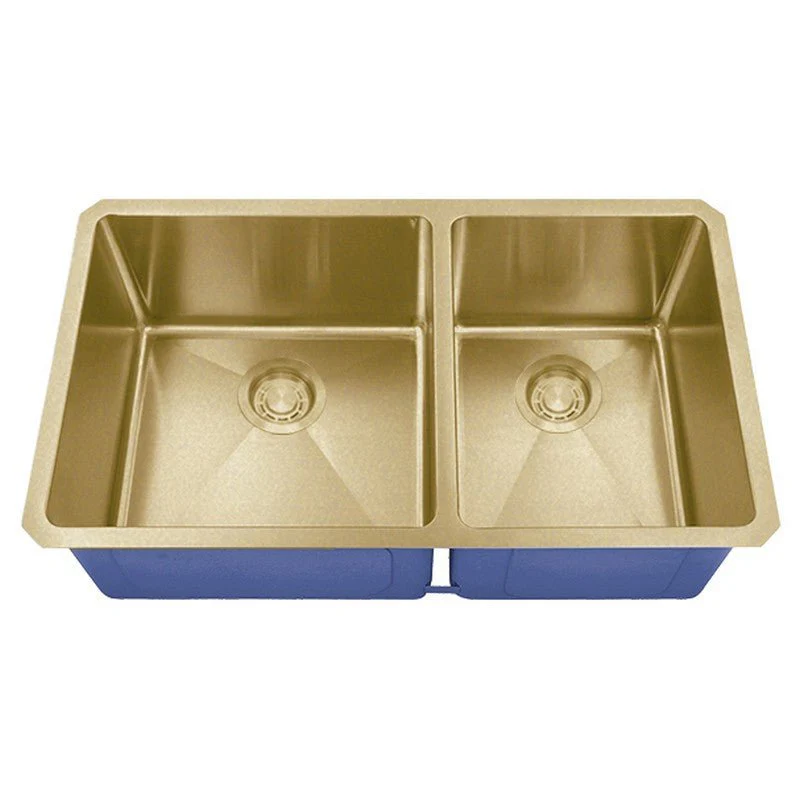 Dakota Sinks DSM-6040 Signature M-Series 32 Inch Micro Radius 60/40 Double Bowl Under-mount Kitchen Sink with Bottom Grid - Rcy 3d