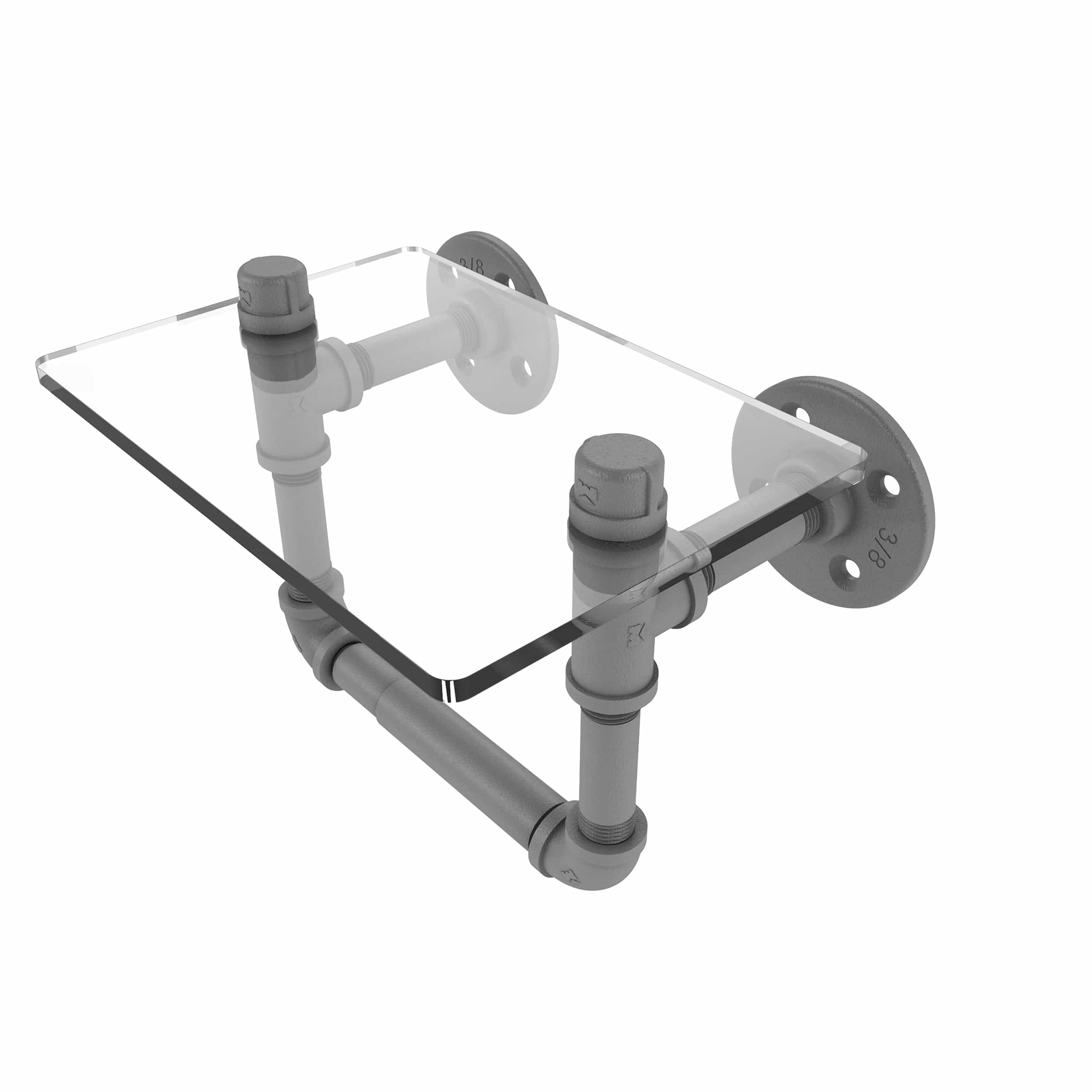 Toilet Tissue Holder with Glass Shelf, Matt Gray Finish - Rcy 3d