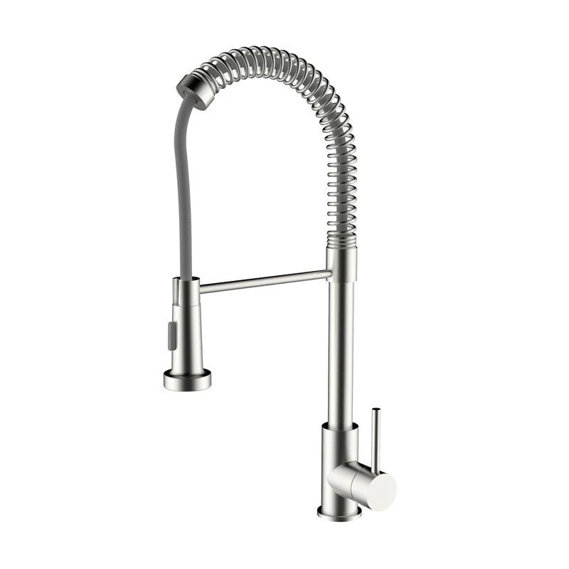 Dakota Sinks DSF-23KRS00 Signature 22 7/8 Inch Single Hole Pull-Down Pre-Rinse Spring Kitchen Faucet with 2 Function Spray Head - Rcy 3d