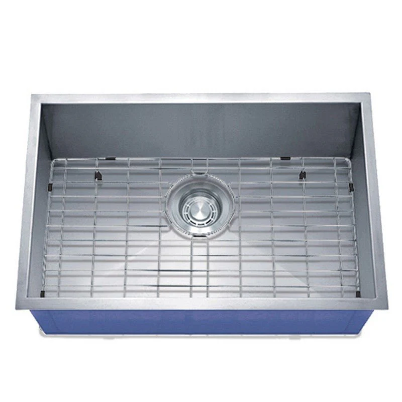 Dakota Sinks DSZ-2718 Signature Z-Series 27 Inch Zero Radius Single Bowl Undermount Stainless Steel Kitchen Sink with Bottom Grid - Rcy 3d