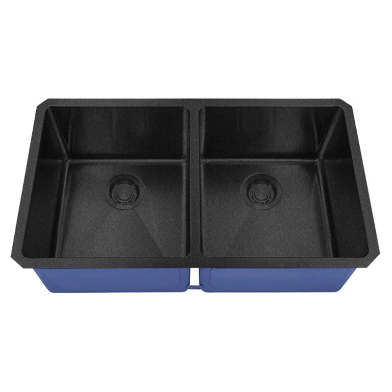 Dakota Sinks DSM-5050 Signature M-Series 32 Inch Micro Radius 50/50 Double Bowl Undermount Kitchen Sink with Bottom Grid - Rcy 3d