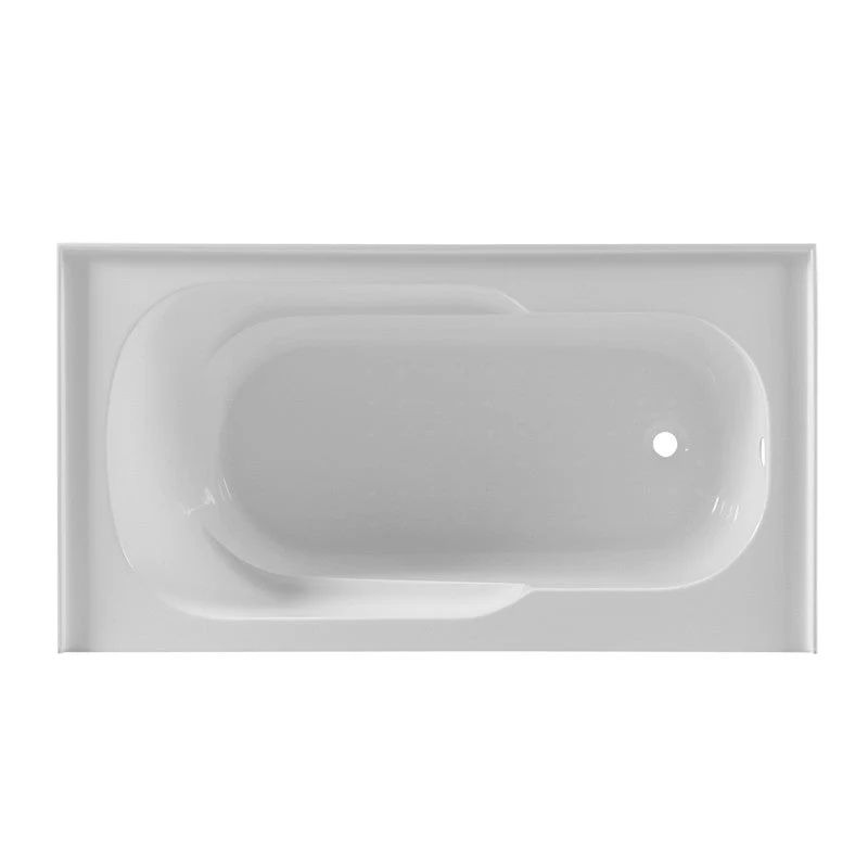 Dakota Sinks DST-ALLC01W Signature 60 x 32 Inch Alcove Rectangle Soaker Acrylic Bathtub with Lumbar Support, Armrests and Integral Skirt - White - Rcy 3d