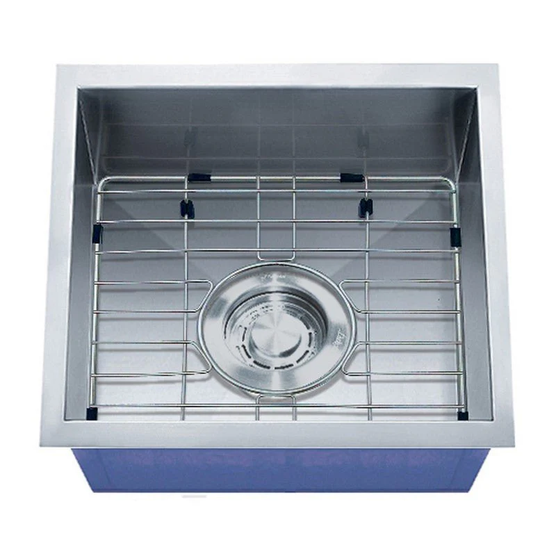 Dakota Sinks DSZ-1616 Signature Z-Series 16 Inch Zero Radius Single Bowl Undermount Stainless Steel Bar Sink with Bottom Grid - Rcy 3d