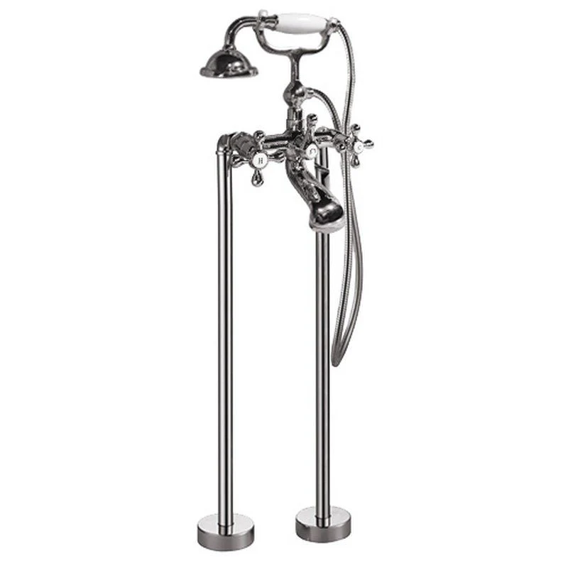 Dakota Sinks DSF-00BTF04CR Signature 36 1/4 Inch Floor Mounted Bathtub Filler - Rcy 3d