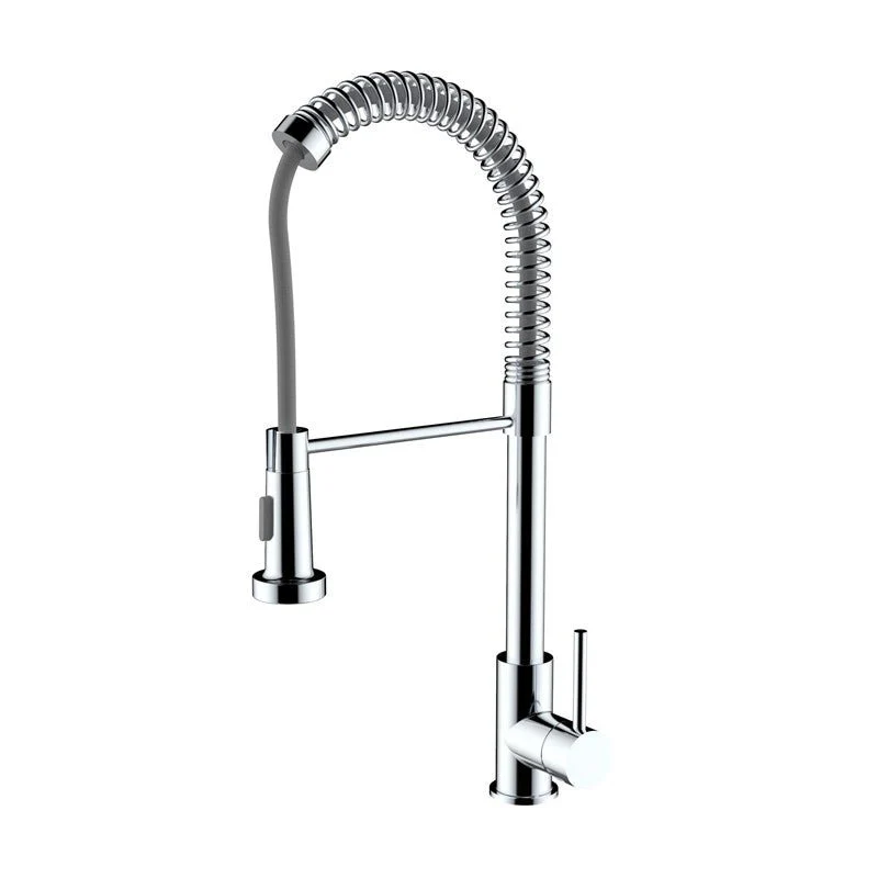 Dakota Sinks DSF-23KRS00 Signature 22 7/8 Inch Single Hole Pull-Down Pre-Rinse Spring Kitchen Faucet with 2 Function Spray Head - Rcy 3d