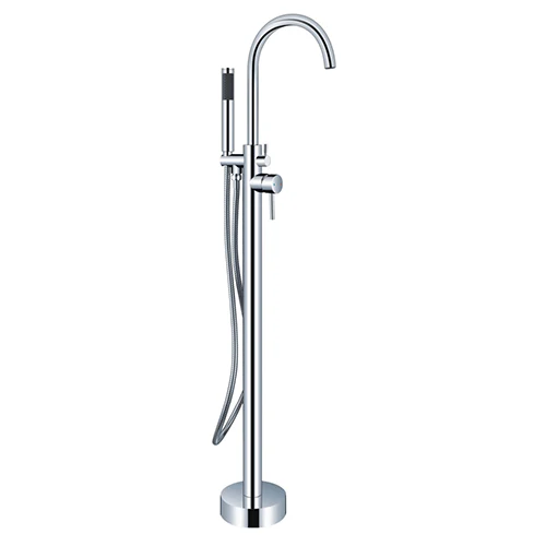 Dakota Sinks Signature 43 3/8 Inch Floor Mounted Bathtub Filler with Shower Head - Rcy 3d